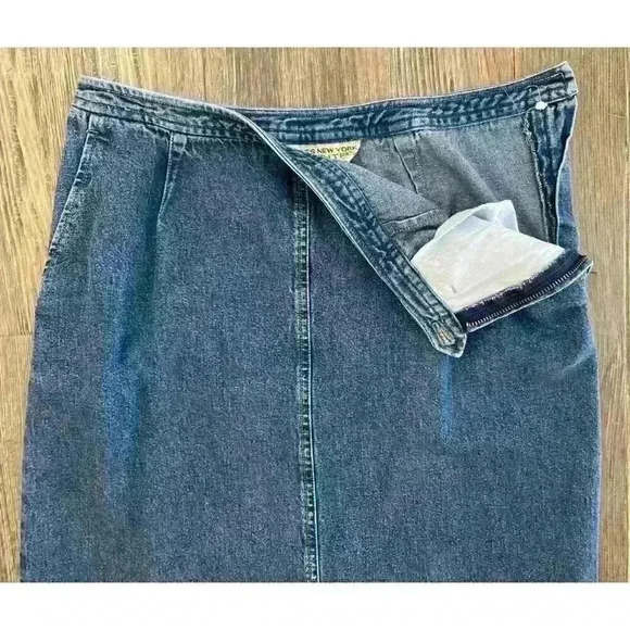 Jones New York Skirt Women’s Sz 10P Country Denim Jean Maxi Back Slit Vtg - Picture 9 of 13